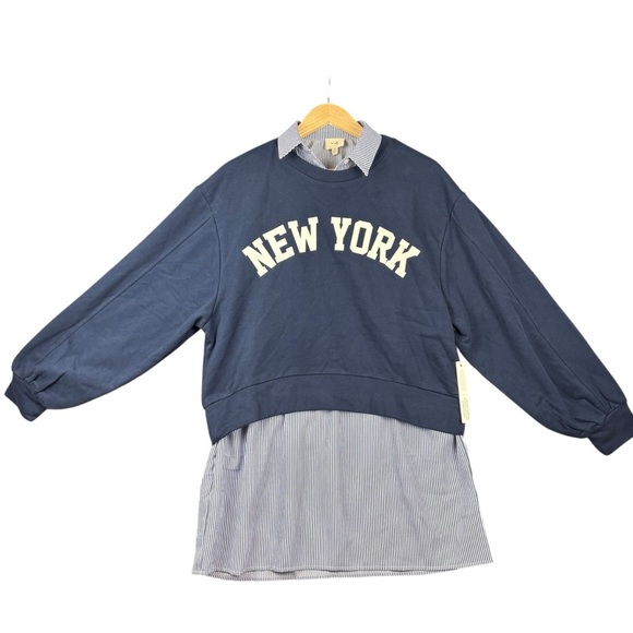 NWT Anthropologie En Elly “New York” Layered OVERSIZED Sweatshirt Dress – Sz S - Picture 2 of 16